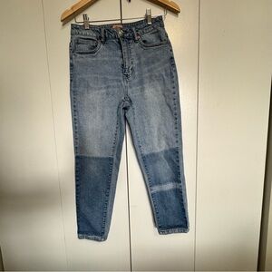 Only Blue Ankle Cropped Jeans with Patchwork